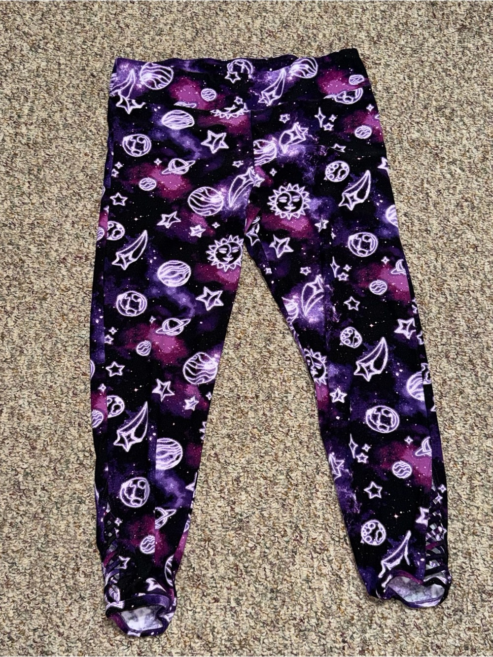 Women's plus size 3X size 21 Space Print Purple Leggings planets space galaxy